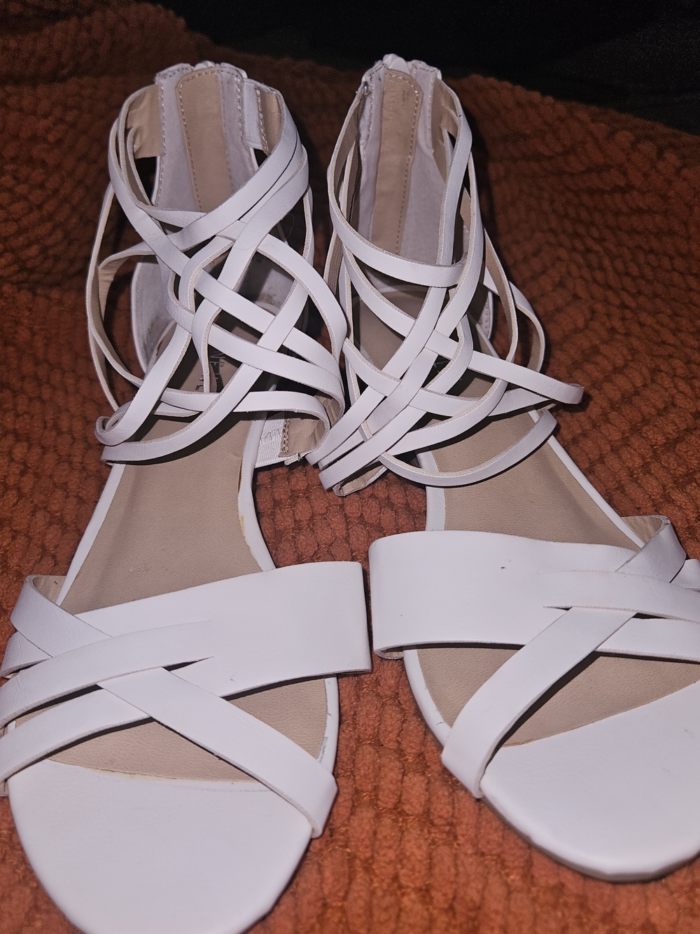 Nine West White Strappy Cage Sandals
